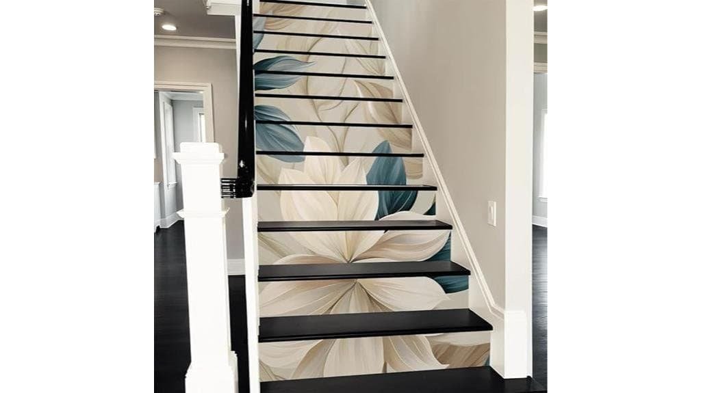 beige flower stair decals