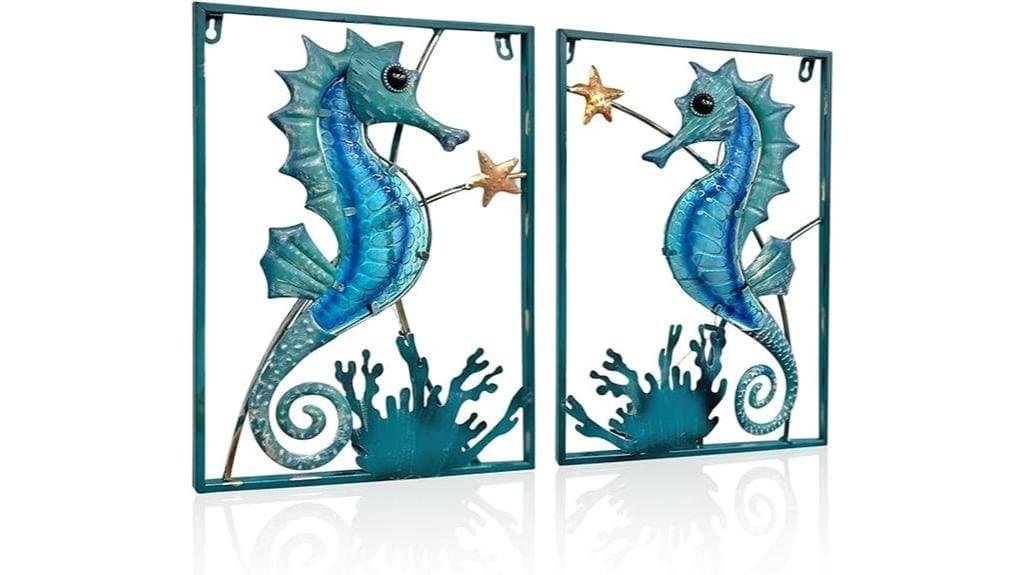 blue seahorse metal art