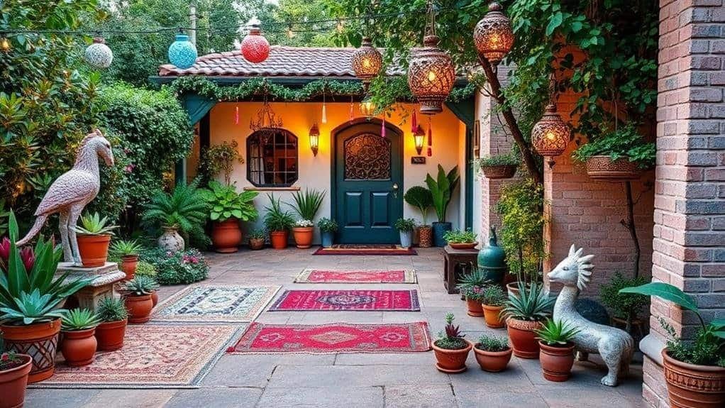 bohemian driveway decor ideas