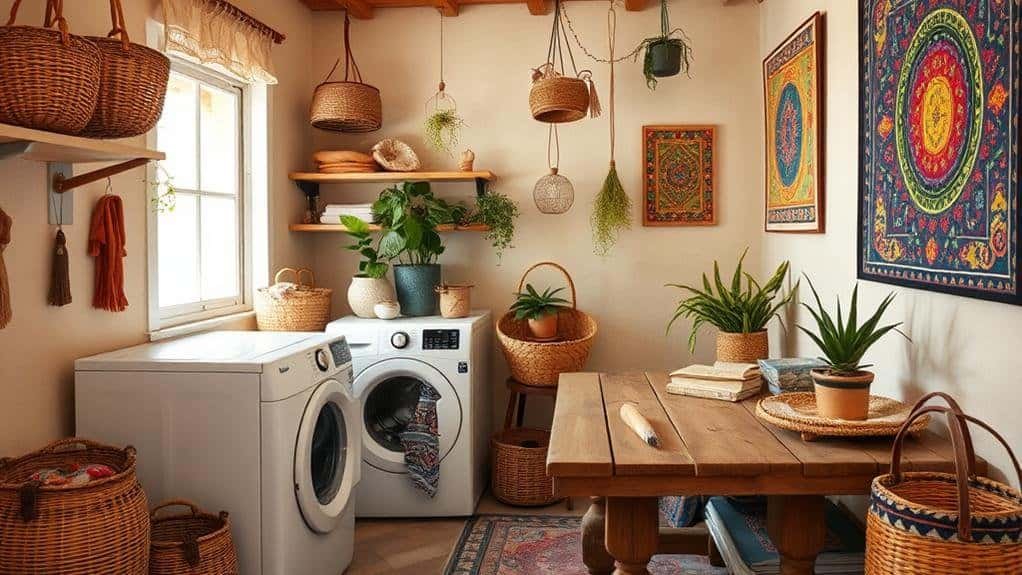 bohemian laundry room decor