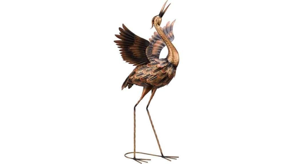 bronze crane garden statues