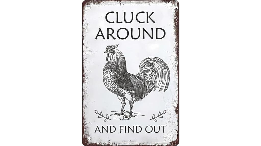 cluck around vintage sign