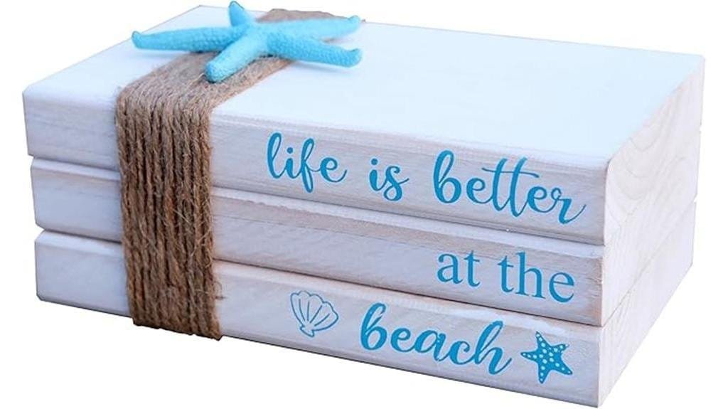 coastal wooden decorative books