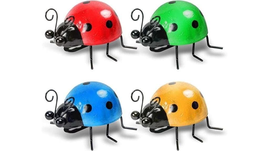 colorful metal ladybug decorations