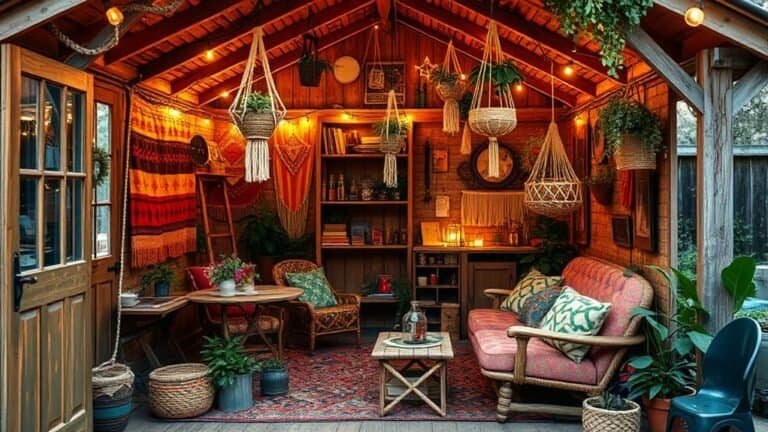 cozy bohemian shed decor