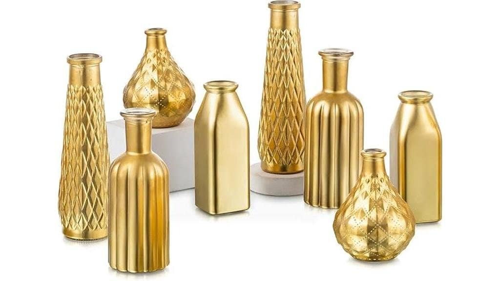 cylindrical gold glass vases