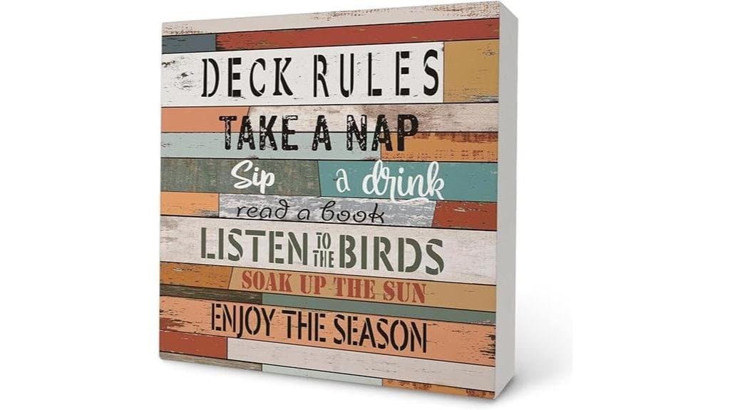 deck decor rules sign