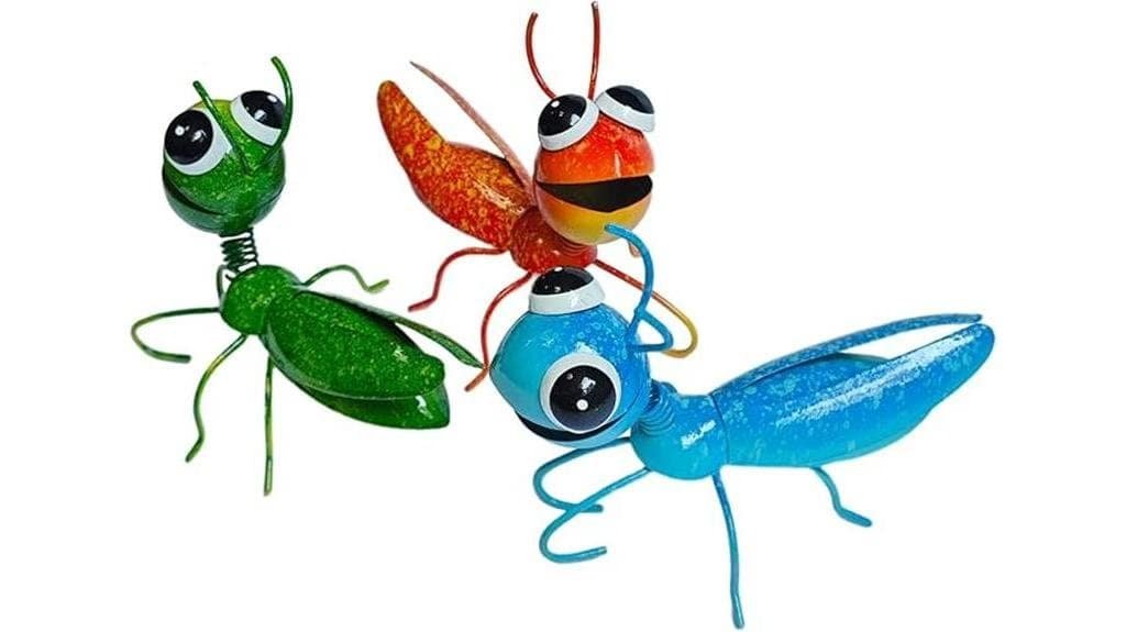 decorative metal grasshopper trio