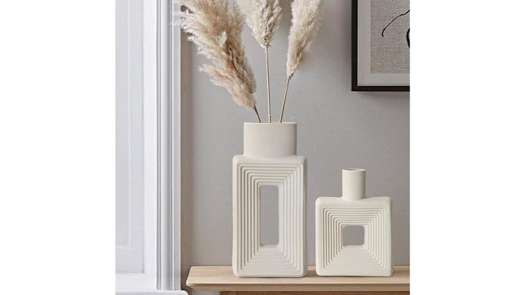 elegant white ceramic vases