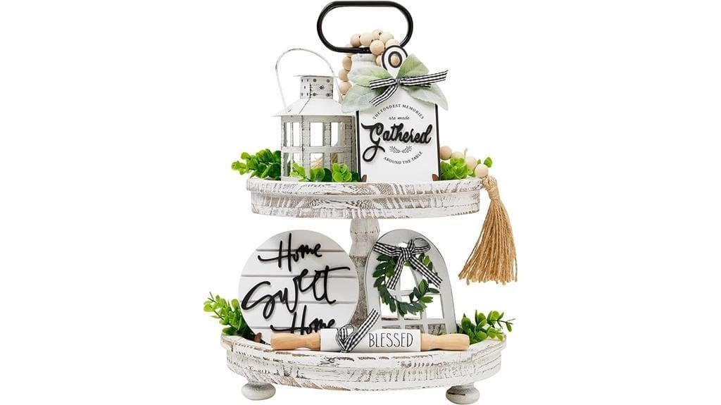 farmhouse tiered tray decor