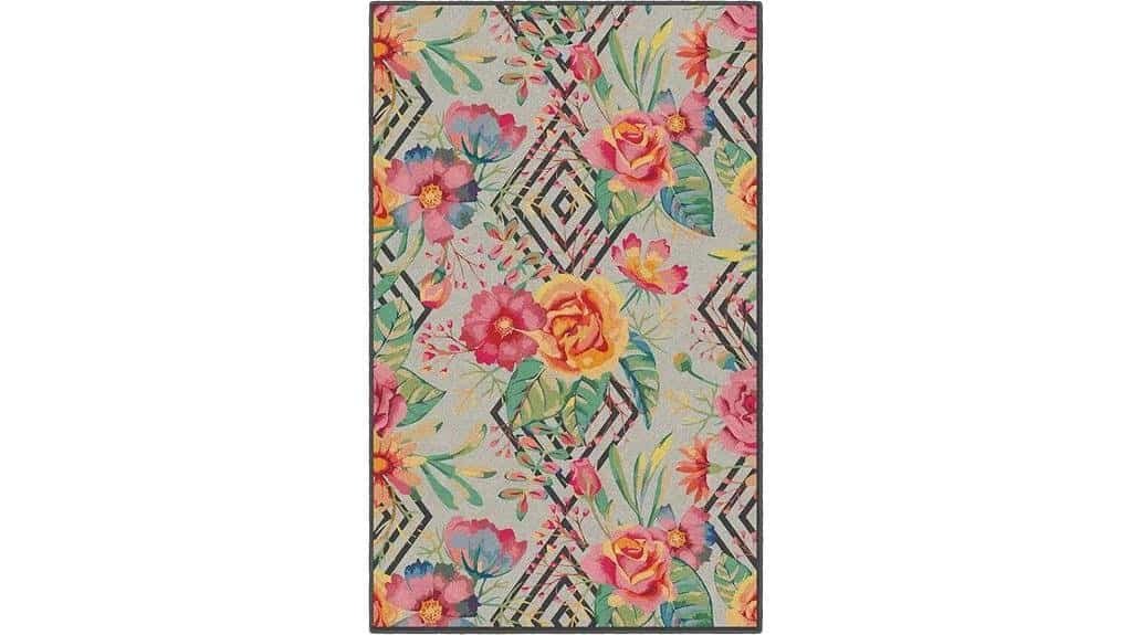 geometric floral area rug