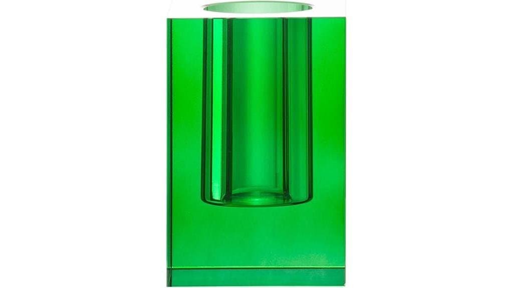 green rectangular artisanal vase