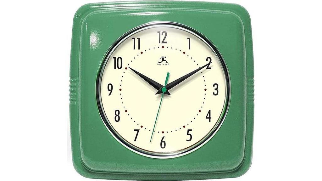 green retro wall clock