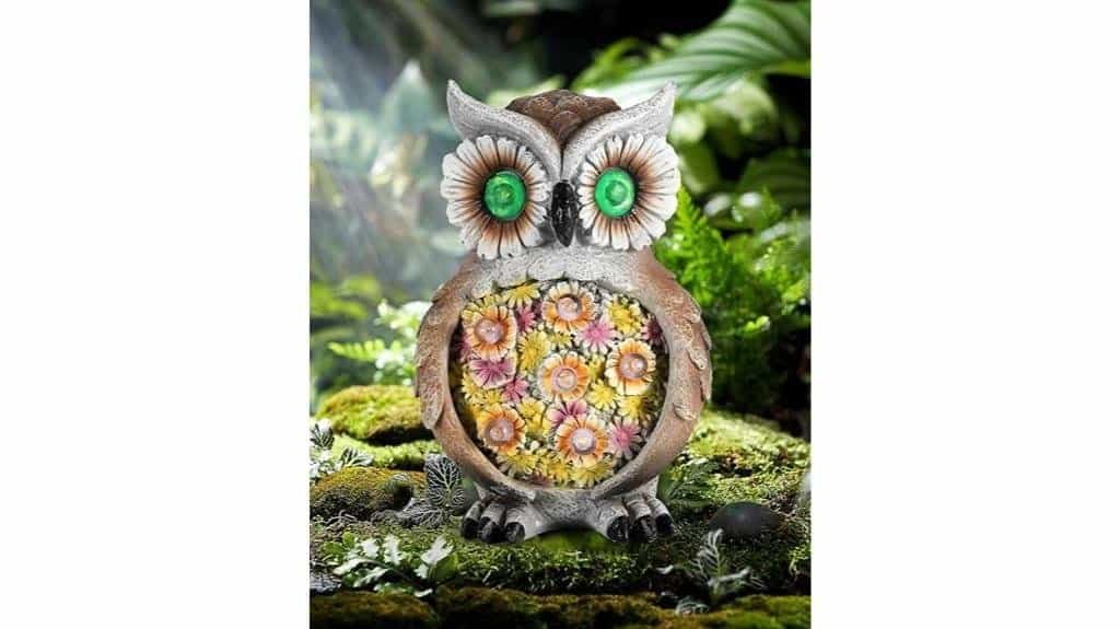 hand painted solar owl figurine