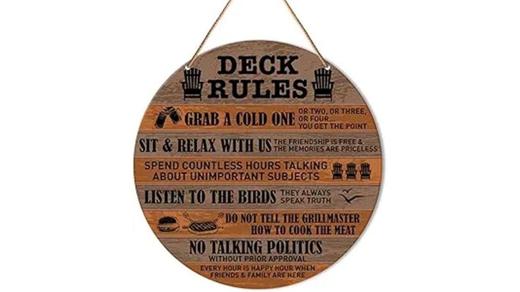 humorous deck sign decor