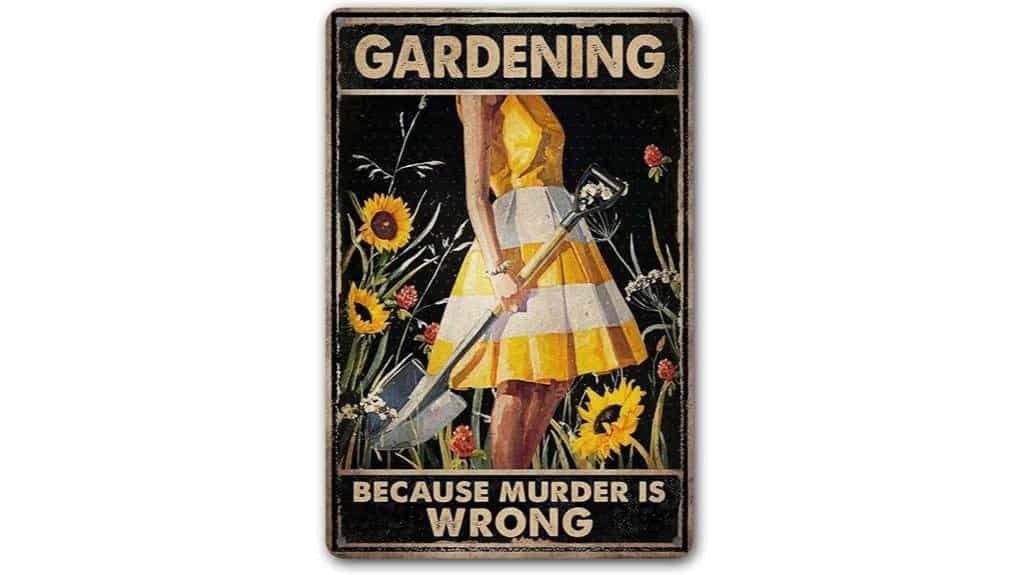 humorous metal garden sign