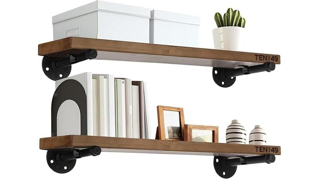 industrial pipe wood shelves