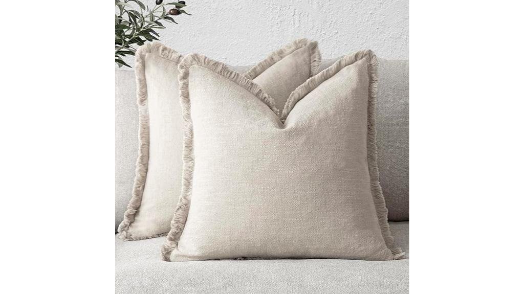 linen fringe pillow covers