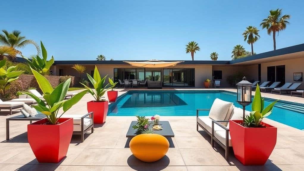 mid century modern pool decor