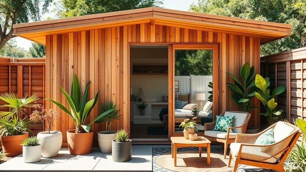 mid century modern shed decor