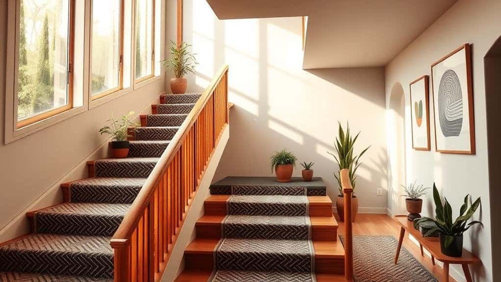 mid century modern staircase decor