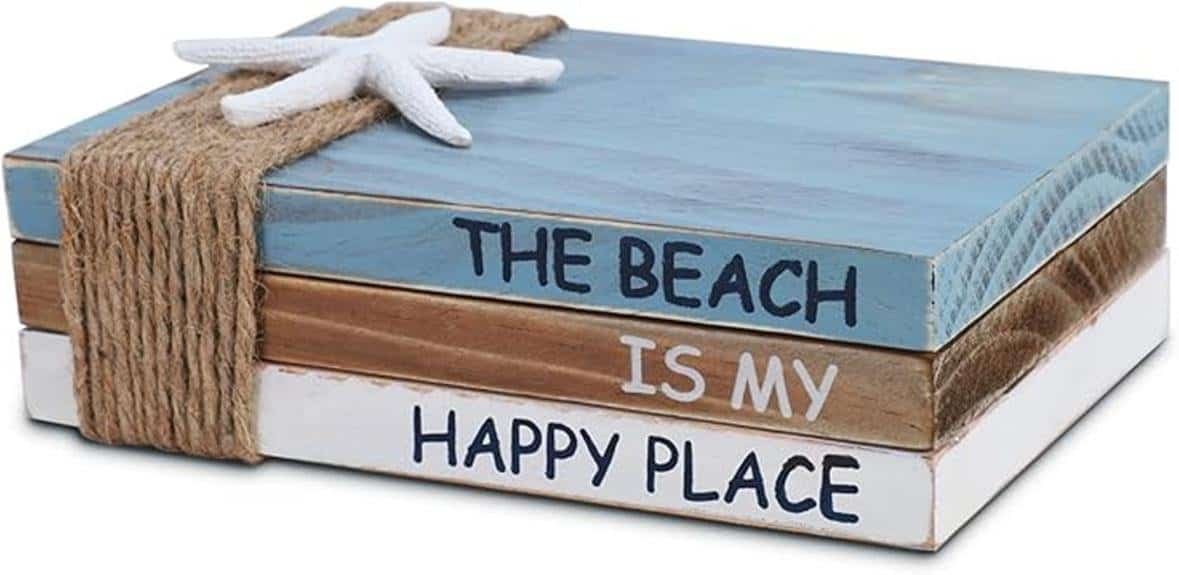 ocean themed wooden book decor