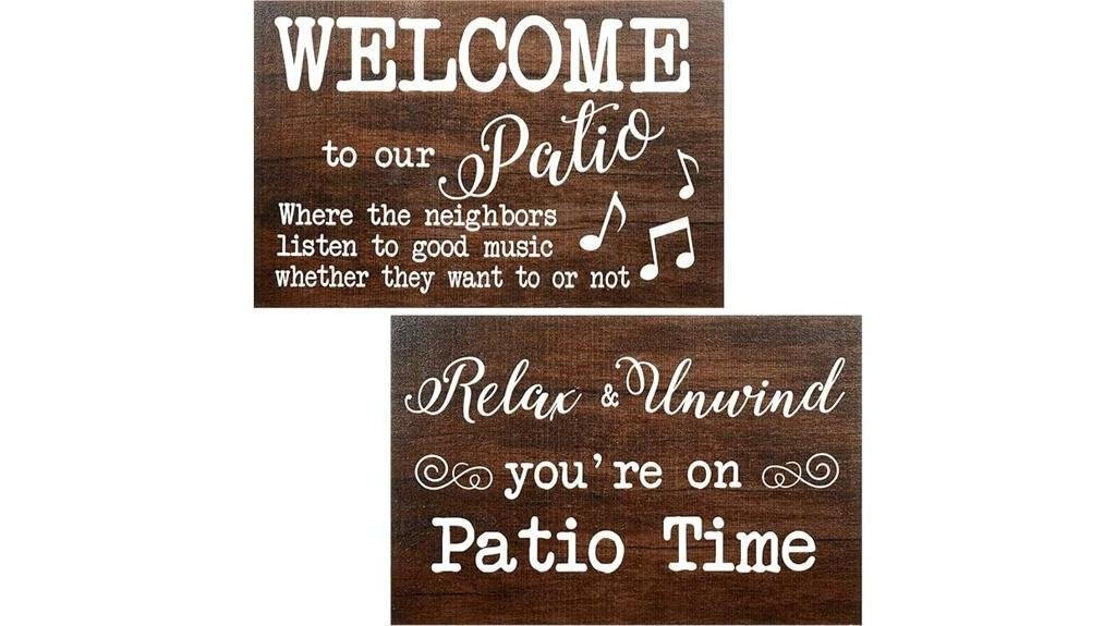 outdoor patio decor signs