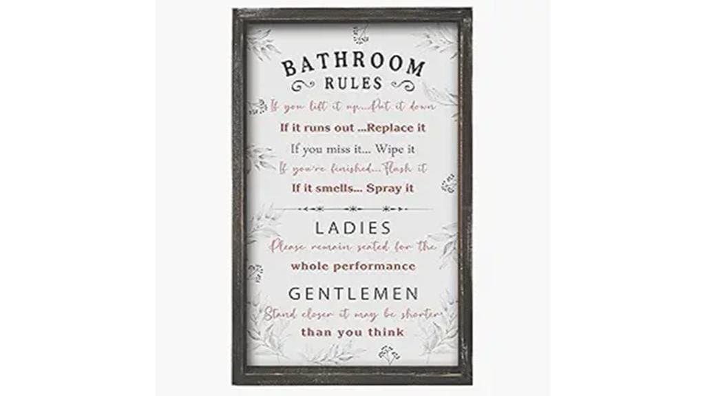 rustic bathroom rules sign