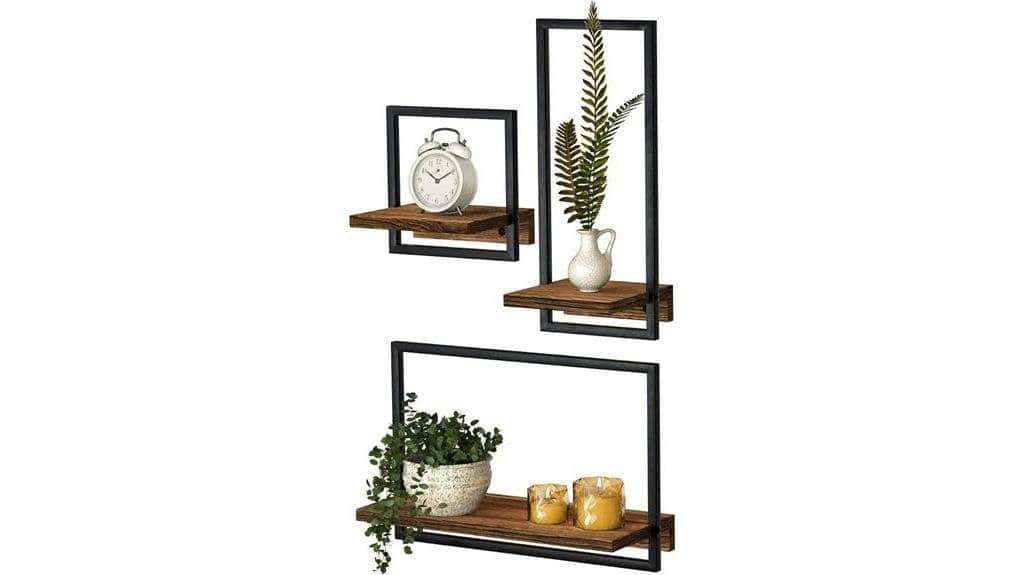 rustic metal wooden shelves