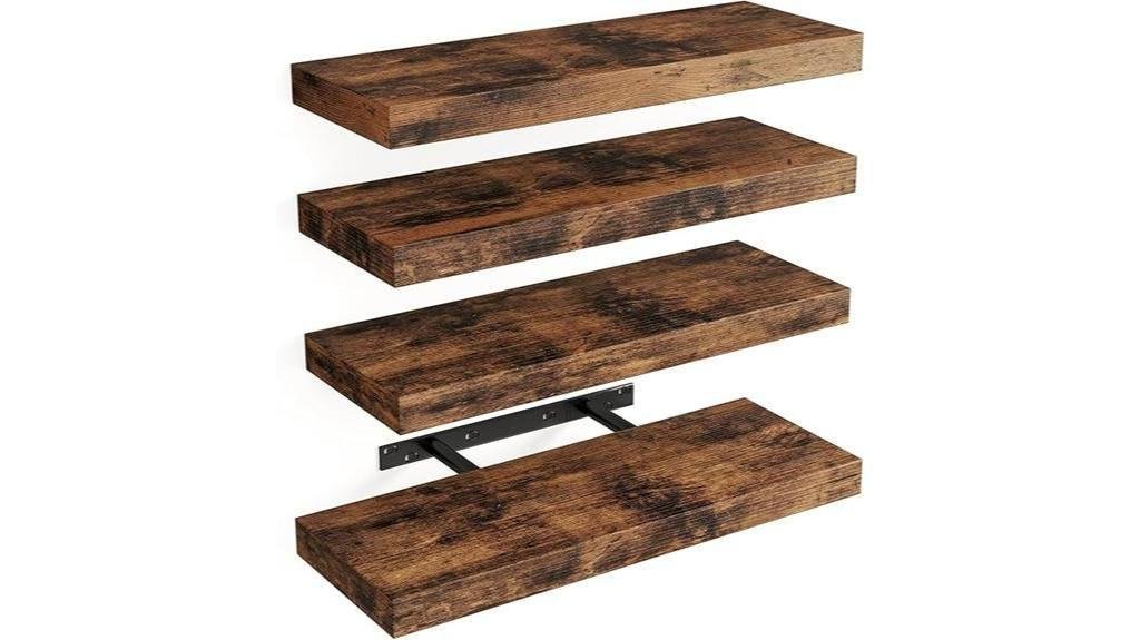 rustic wood floating shelves