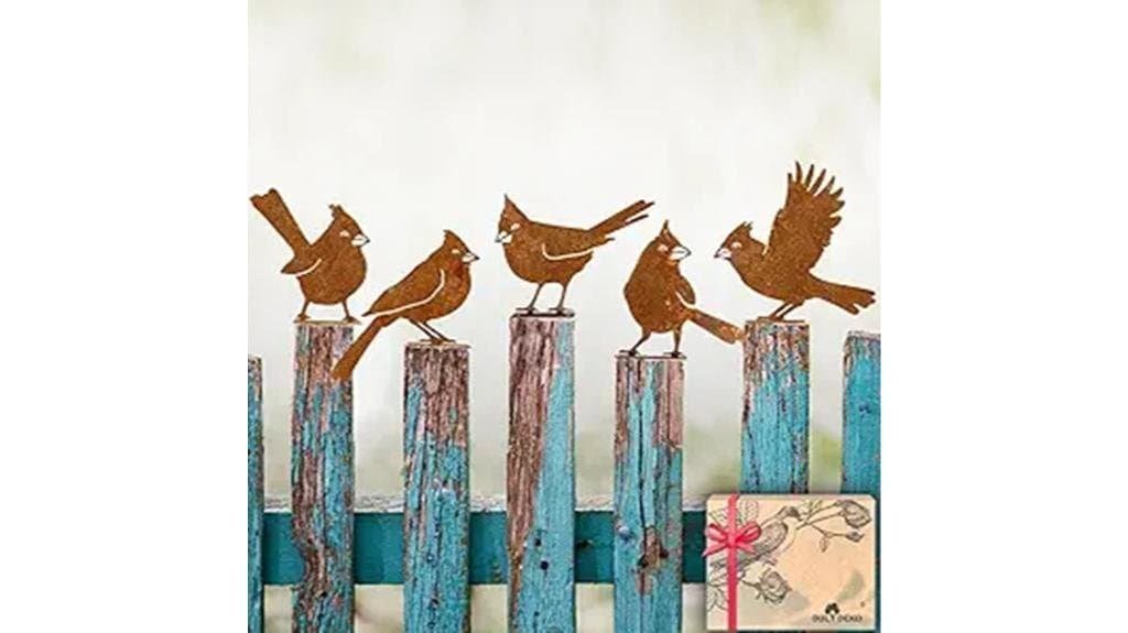 rusty birds outdoor decor