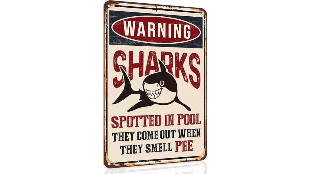 shark themed outdoor pool sign