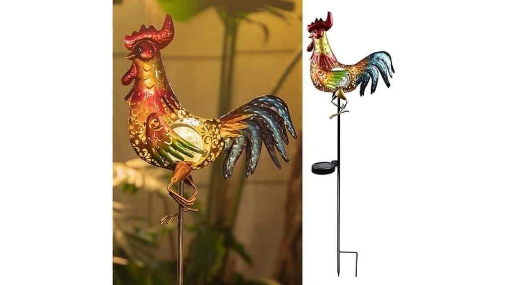 solar rooster garden statue