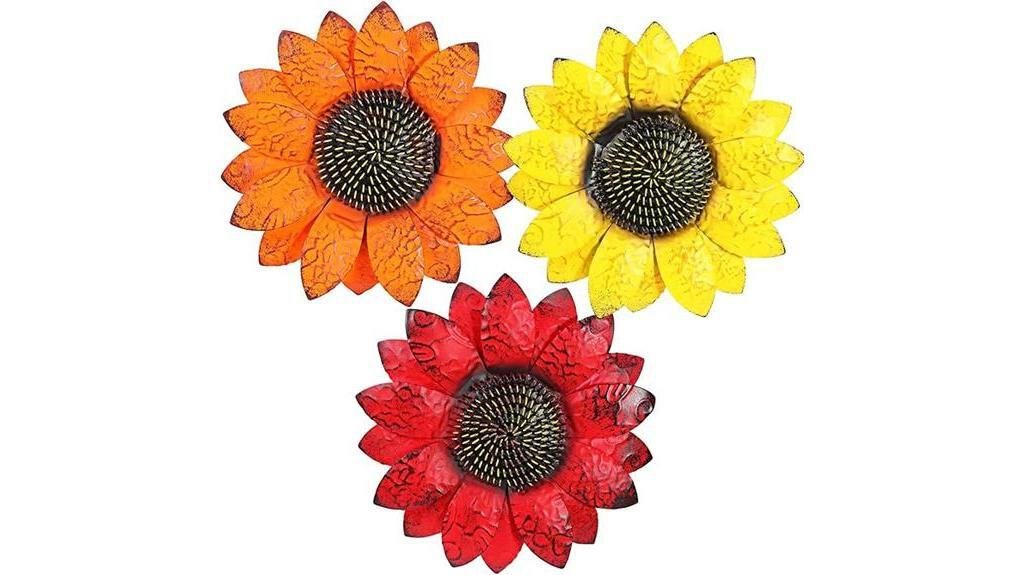 three piece metal flower decor