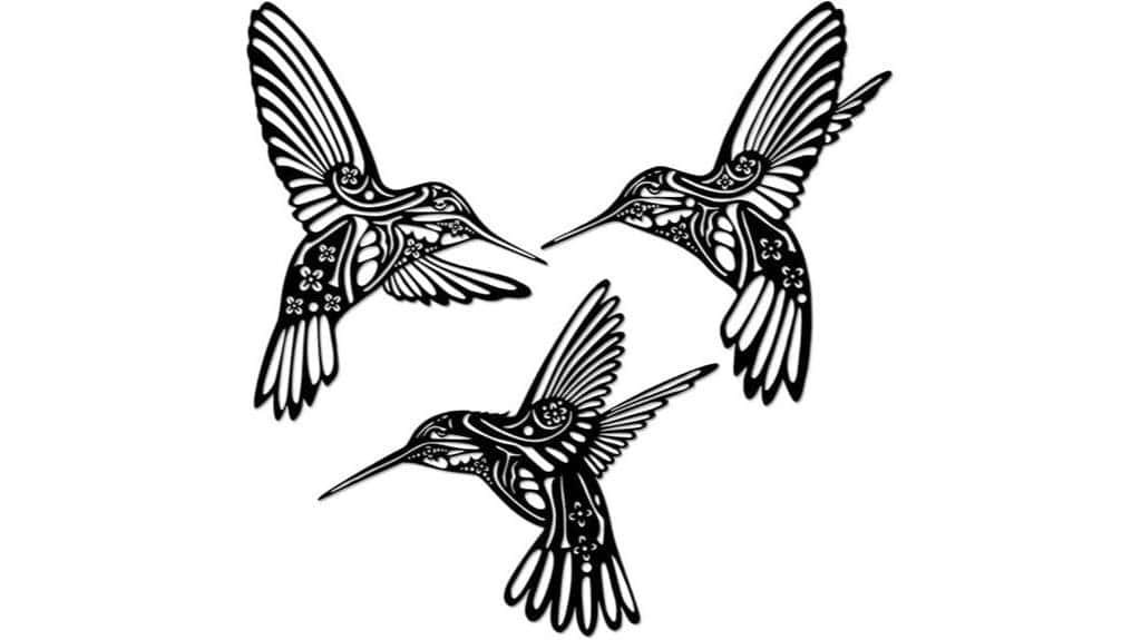 three piece metal hummingbird decor