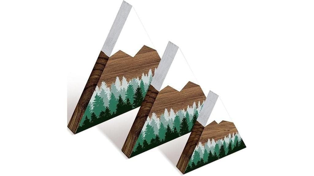 three piece mountain shelf decor