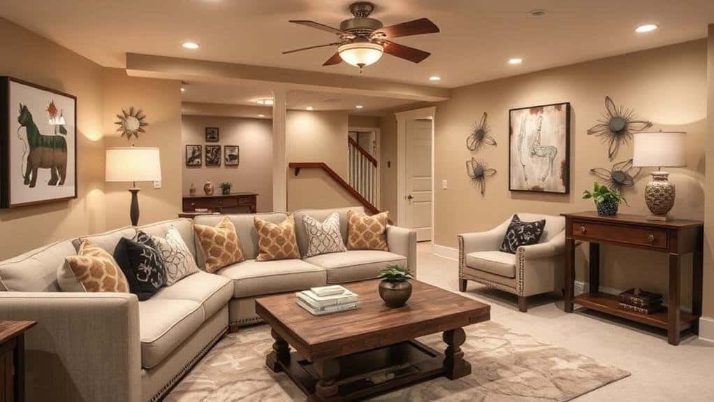 transitional basement decor ideas