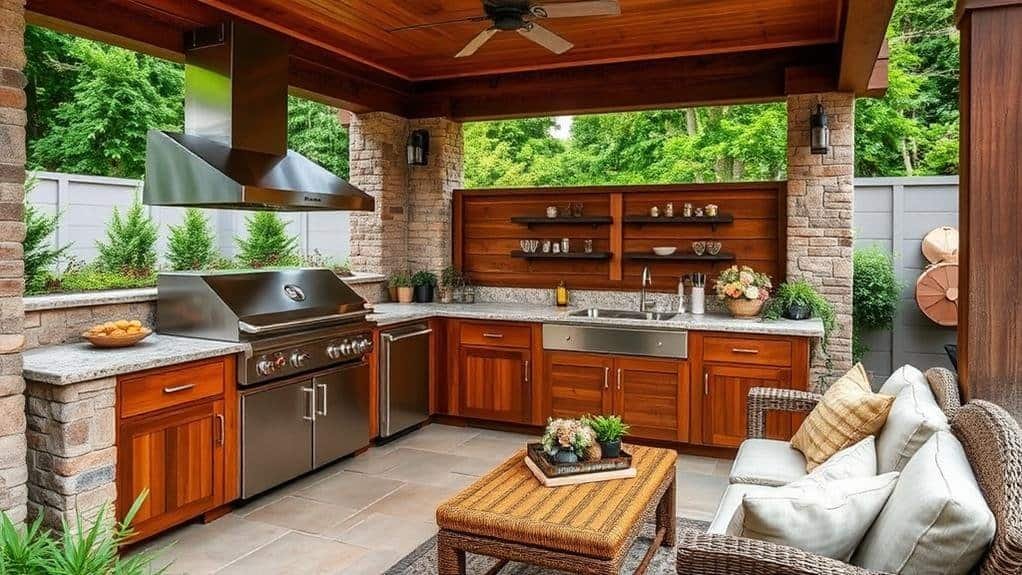 transitional outdoor kitchen decor