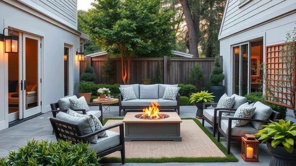 transitional style backyard decor