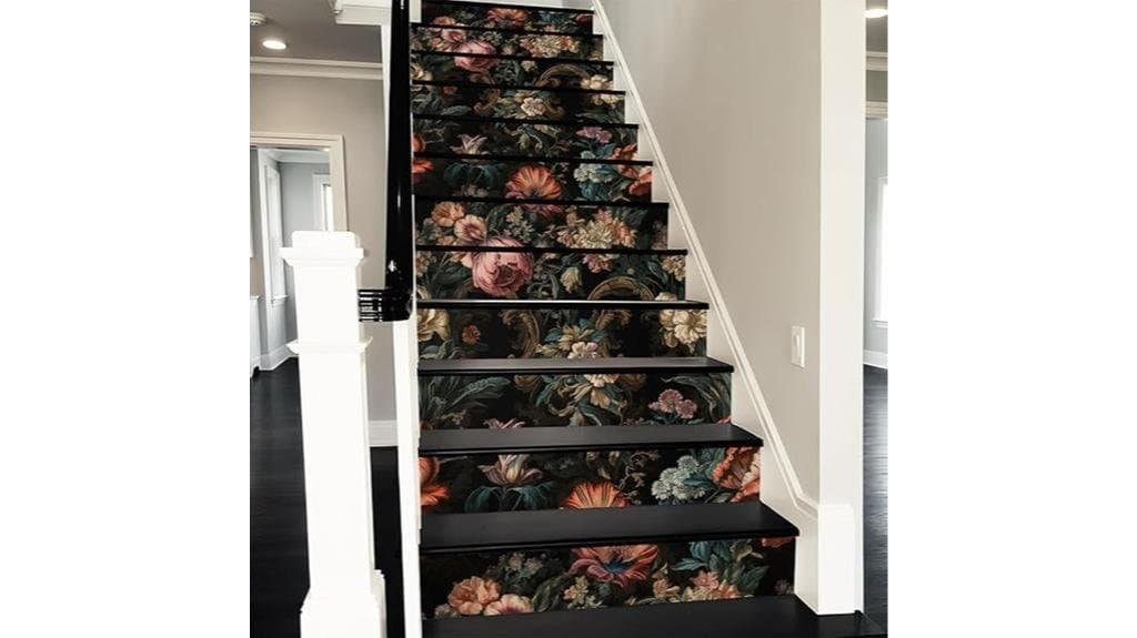 vintage flower stair decals