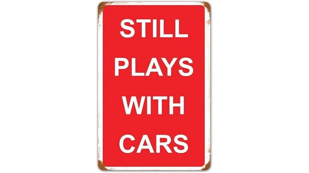 vintage metal car sign