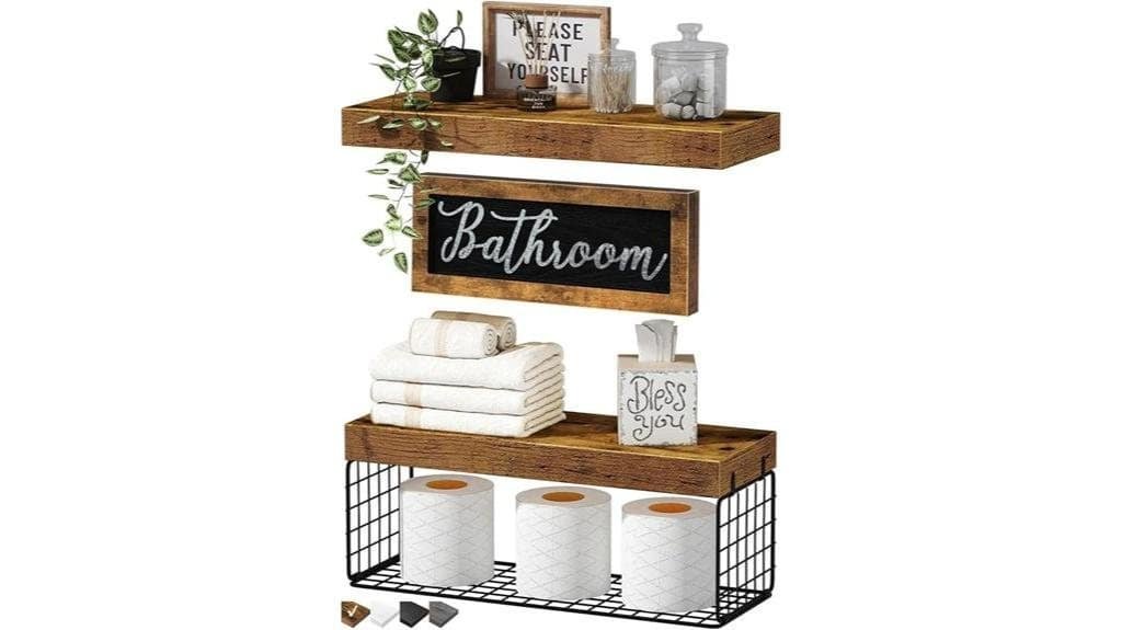 wall mounted bathroom shelves set