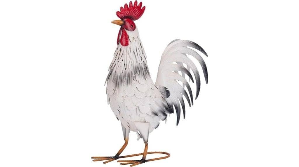 white metal rooster statue