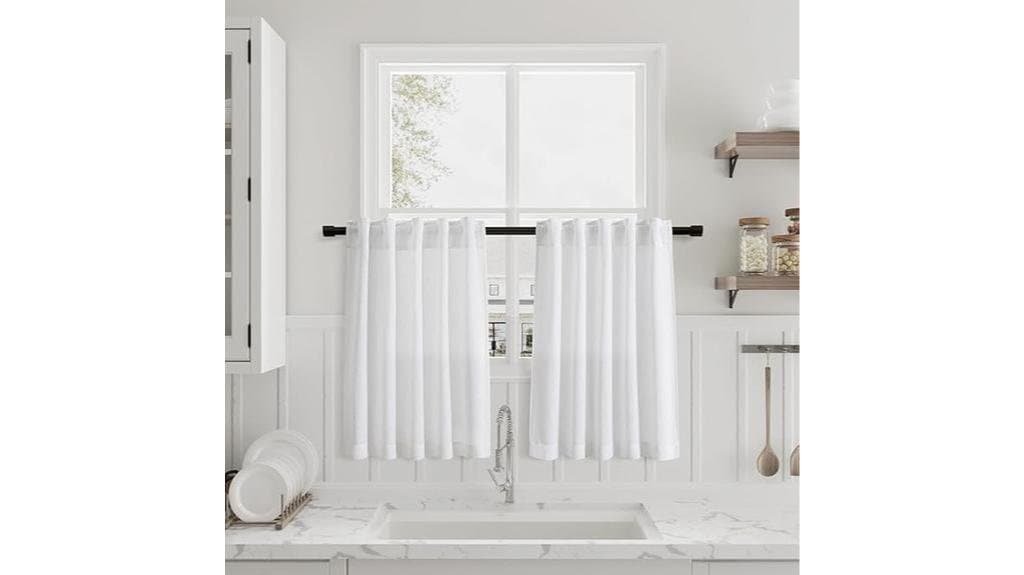 white semi sheer cafe curtains