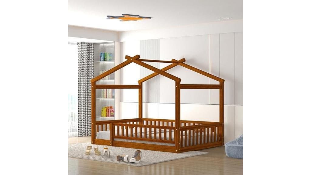 wood house bed frame