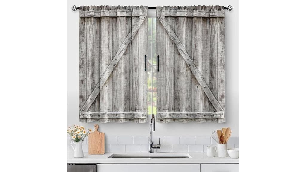 wooden barn door curtains