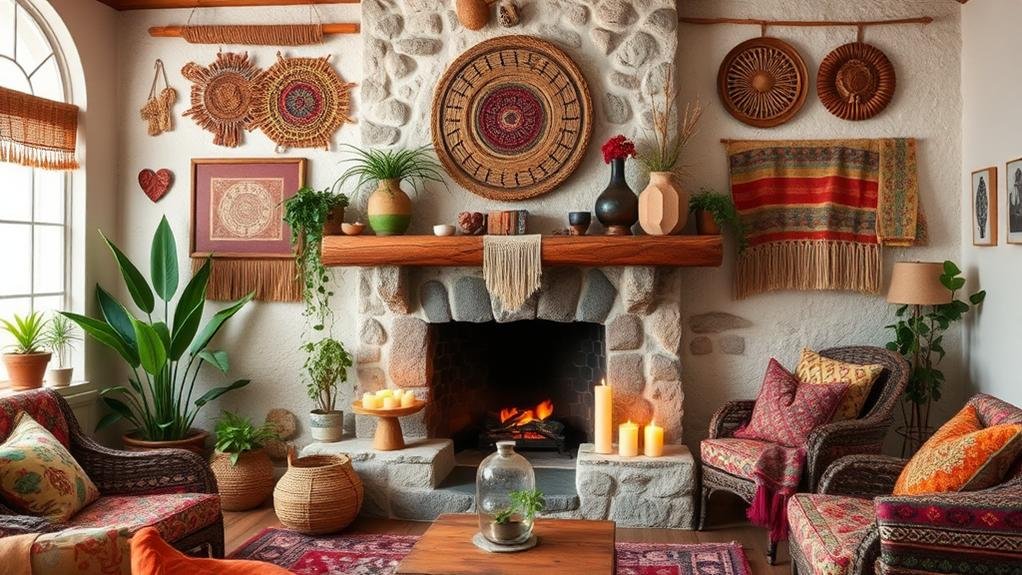 bohemian fireplace decor ideas