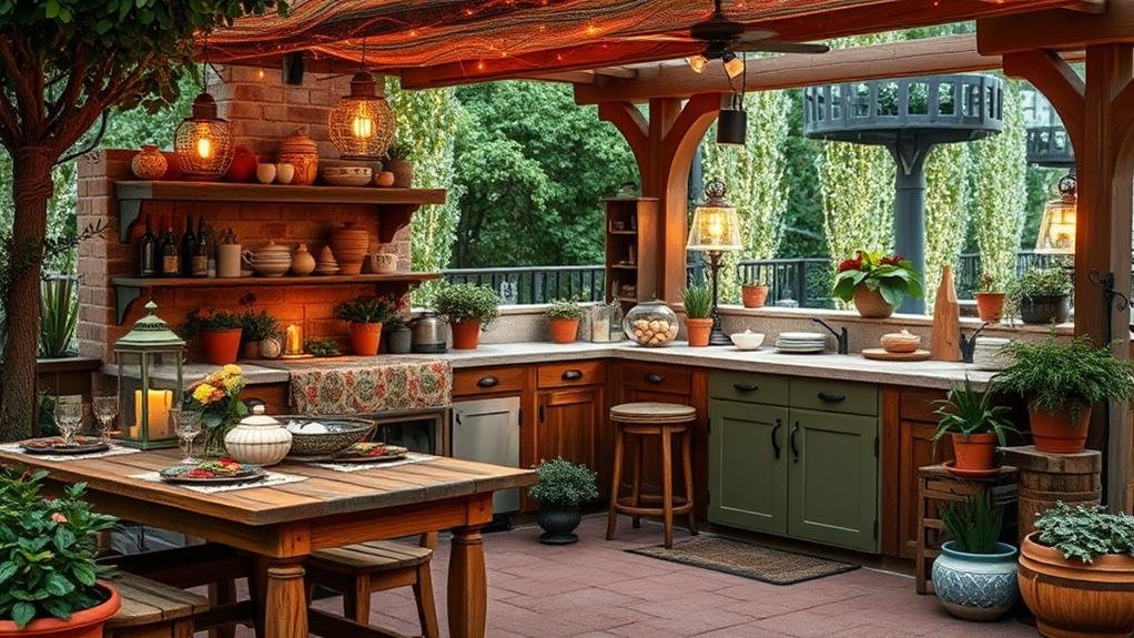 bohemian outdoor kitchen decor