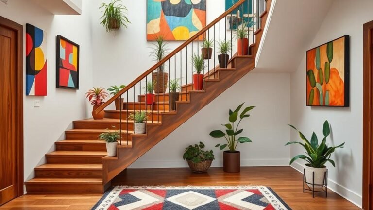 mid century modern staircase decor